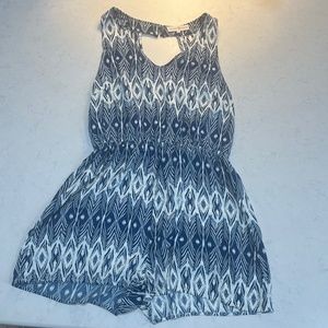 Altar'd State Blue White Print Romper Medium